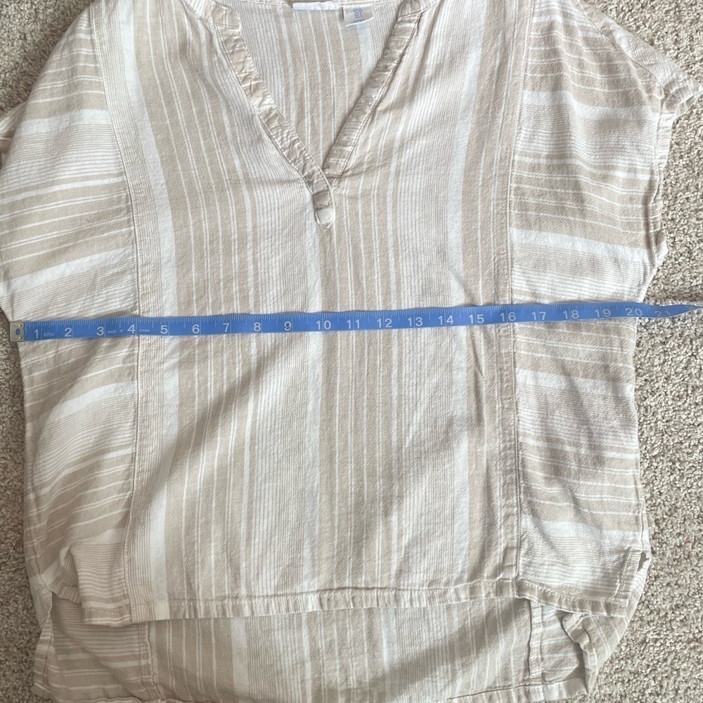 Sigrid Olsen Linen Blend Blouse Top S neutral minimal striped - Picture 7 of 8
